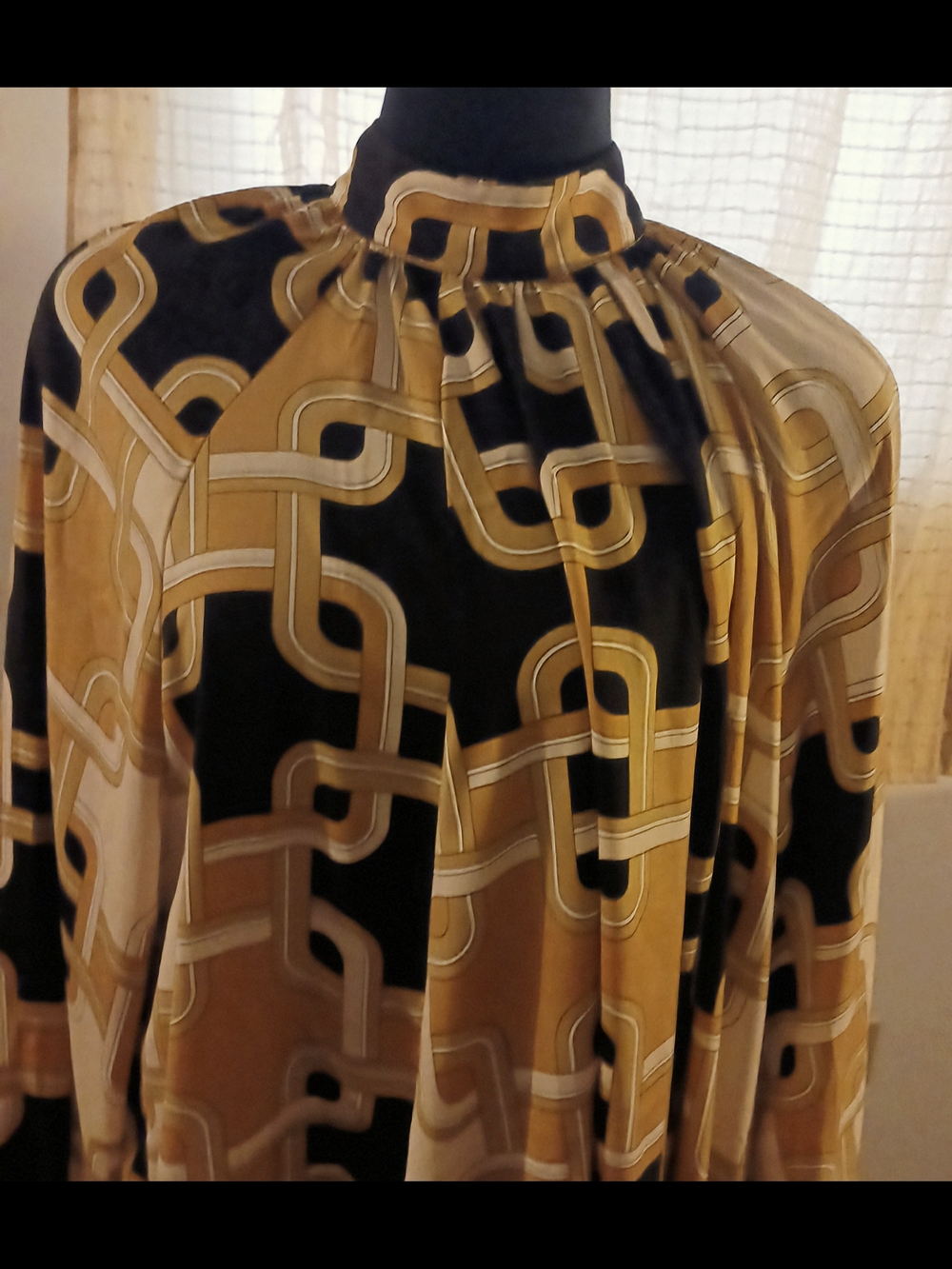 H&M Geometric High-Neck Dress in Black and Gold